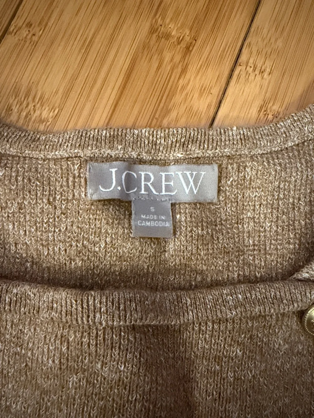 J. Crew Metallic Bronze Sleeveless Knit Top with Gold Buttons - Picture 2 of 4